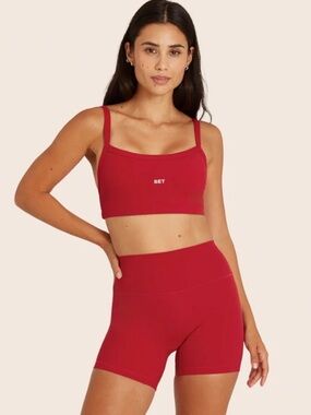 SET Active red biker shorts